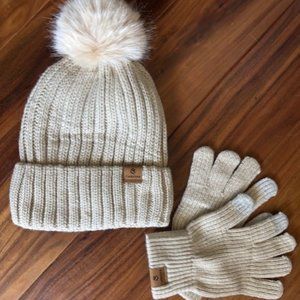 COOLPRINCE Winter Knit Beanie with Pom Pom, Fleece Lining & Mittens